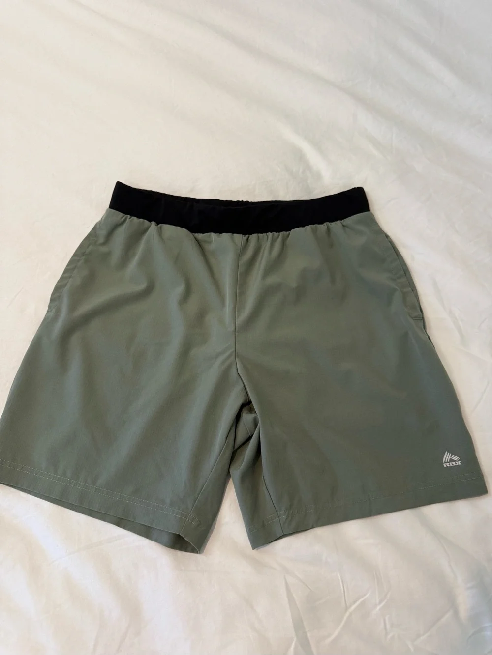 Mens Dri-Fit Olive Green Active Shorts with Black Waistband